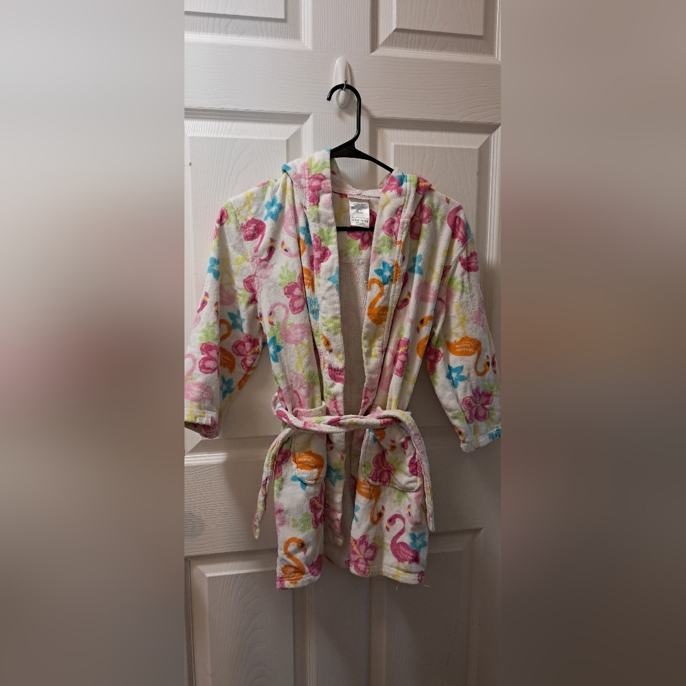 St Eve Floral & Flamingo Bath Robe Sz L(10-12)